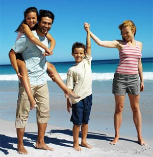 Familia en la playa